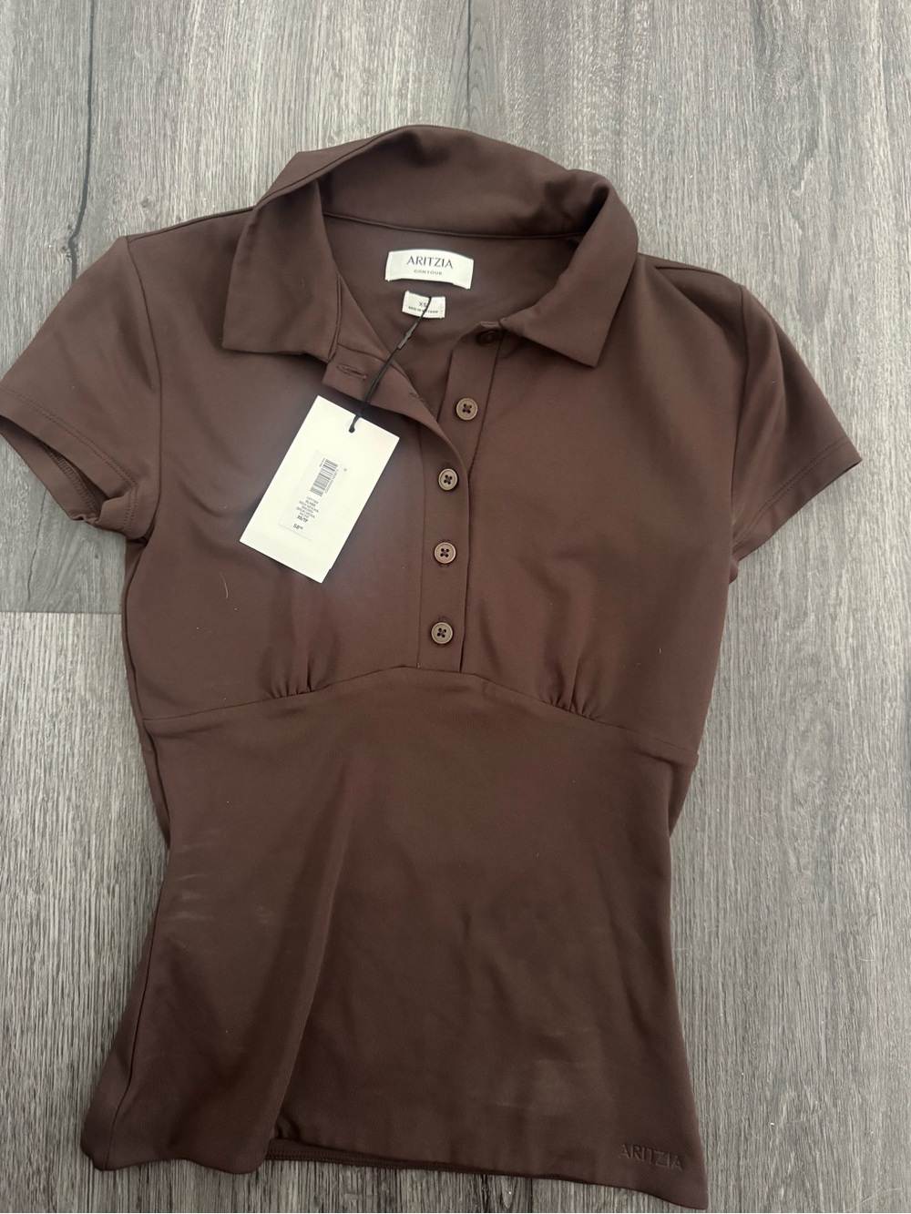 Aritzia Chocolate Brown Short Sleeve Polo Top